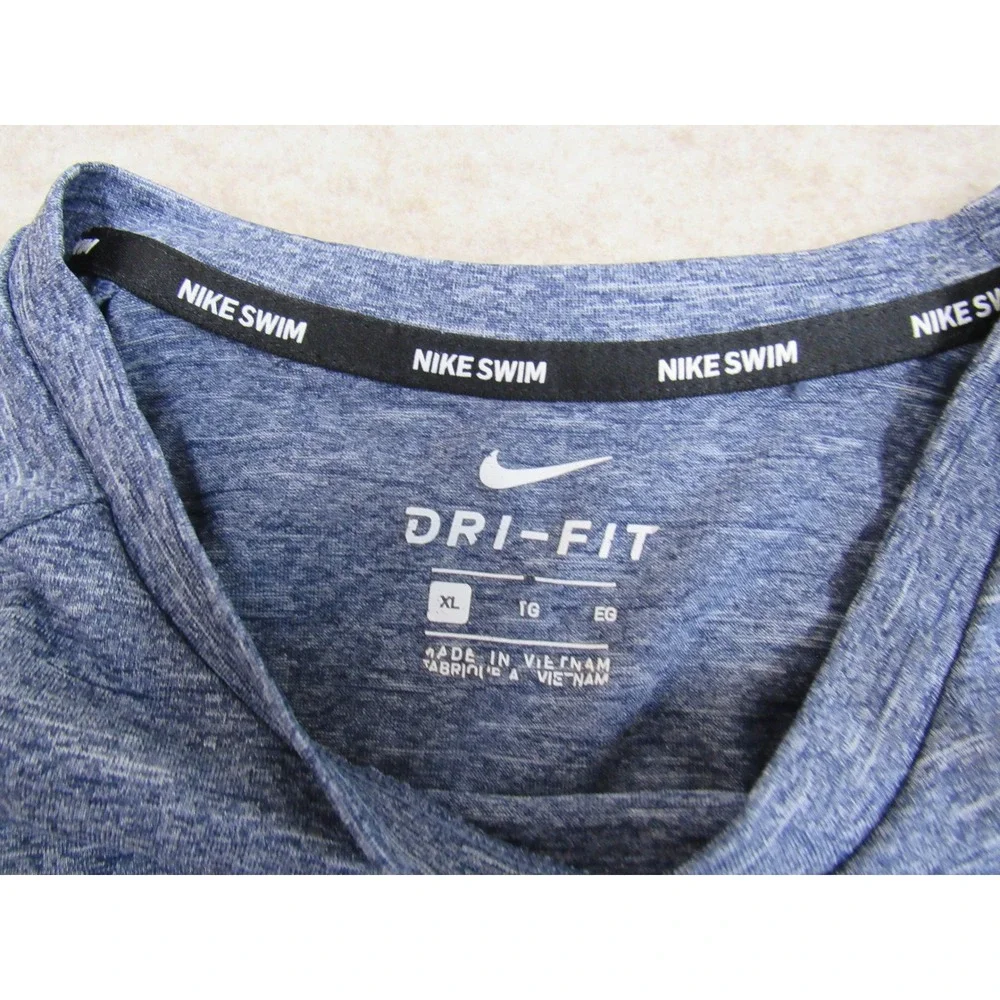 Nike Swim Dri-FIT Mens XL‎ Blue Heathered Long Sleeve Rash Guard UPF 40+ Shirt